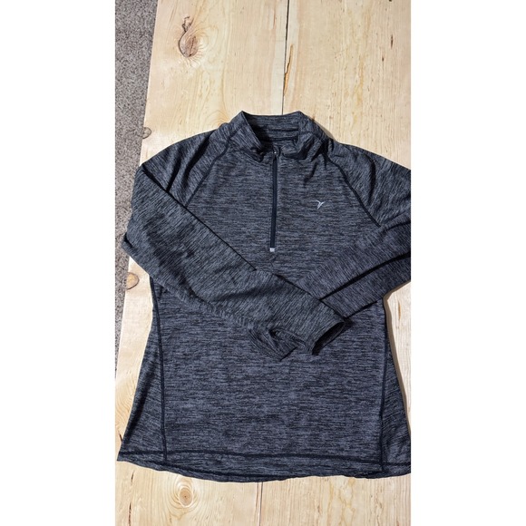 Old Navy Tops - Old Navy Active Women Large Space Dye Quarter Zip Pullover Thumbholes Gray Black